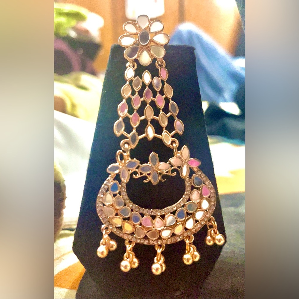 Festive Special!House Of RuSa Finely Handcrafted Large le miroir Dangler Earring